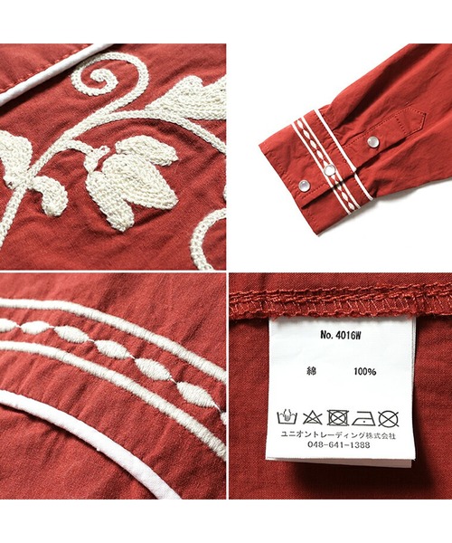 HOUSTON ブラウス シャツ 刺繍ウエスタンシャツ レディース