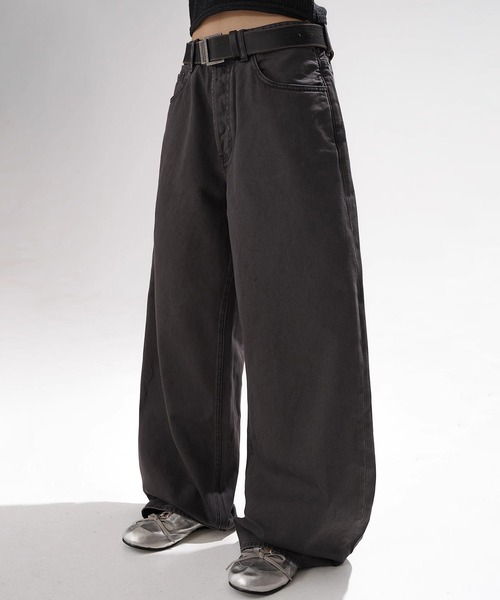 MASONPRINCE ジーンズ ワイドストレートシルエット ウォッシュ加工