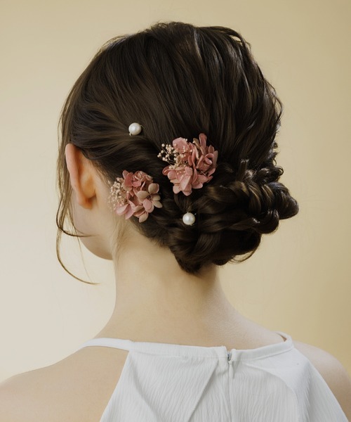 LA MUe ヘアピン 「LA MUE」ドライフラワーパールUピン ヘアピン 4点