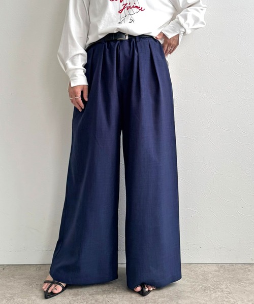 LHELBIE（レルビエ） ワイドパンツ パンツ リネンライクワイドパンツ