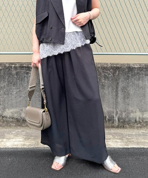 LHELBIE（レルビエ） ワイドパンツ パンツ リネンライクワイドパンツ