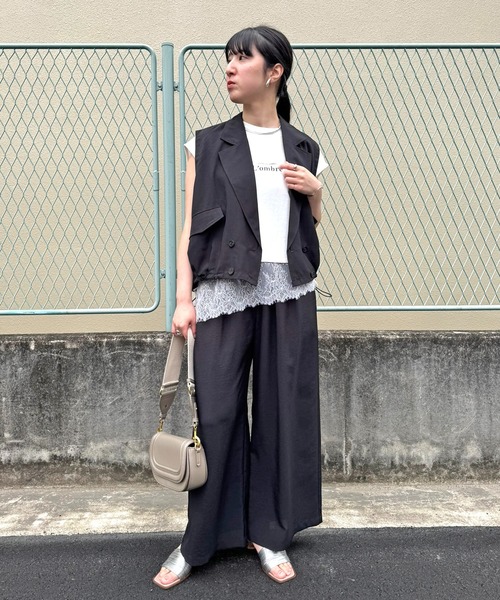 LHELBIE（レルビエ） ワイドパンツ パンツ リネンライクワイドパンツ 