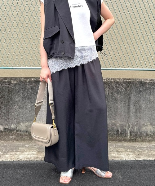 LHELBIE（レルビエ） ワイドパンツ パンツ リネンライクワイドパンツ