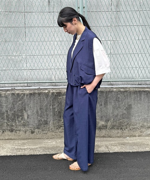 LHELBIE（レルビエ） ワイドパンツ パンツ リネンライクワイドパンツ 