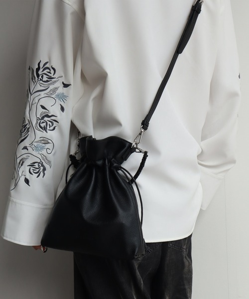 新品 ADAM PATEK アダムパテック シュリンクレザー 2WAY巾着バッグ ADAM PATEK(アダムパテック)】new shrink leather drawstring