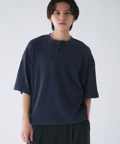 yolo 黒 サーマルロングtシャツ　ヘンリーネック　新品タグ付き まさき - サーマルヘンリーネックロングスリーブTシャツ made in