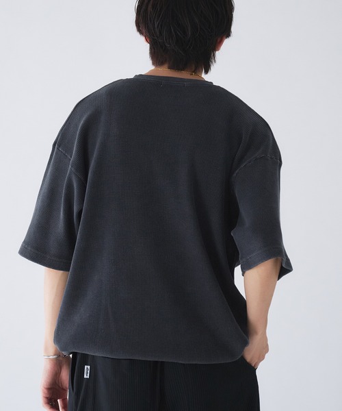 Adoon plain tシャツ Henry Neck Snow-Washed Thermal T