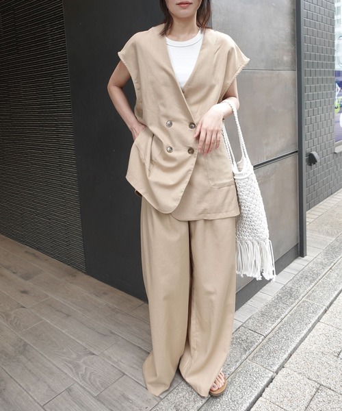 ベスト ジレ 「CORNERS by KR」リネンライクオーバーサイズベスト