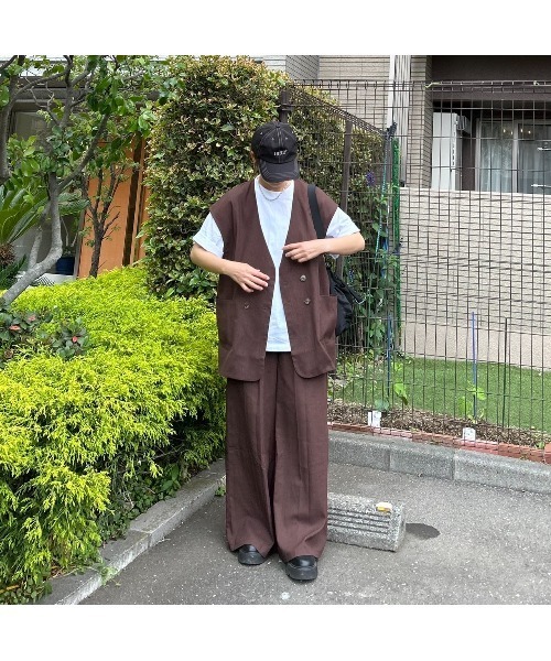 ベスト ジレ 「CORNERS by KR」リネンライクオーバーサイズベスト