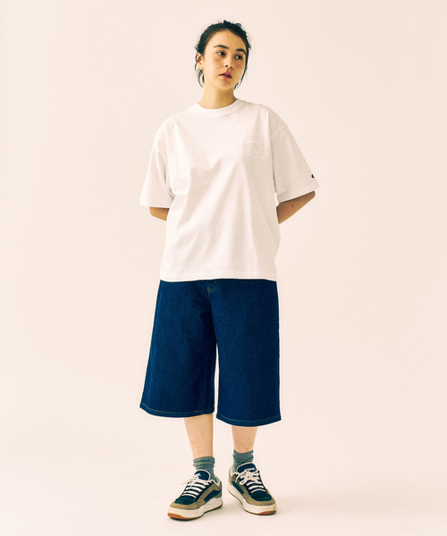 「Champion」 半袖Tシャツ MEDIUM サックスブルー メンズ