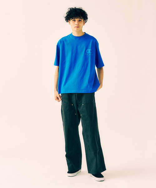 「Champion」 半袖Tシャツ MEDIUM サックスブルー メンズ