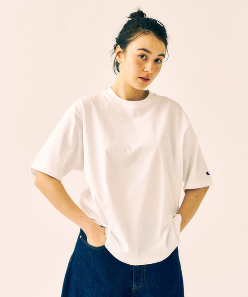 「Champion」 半袖Tシャツ MEDIUM サックスブルー メンズ
