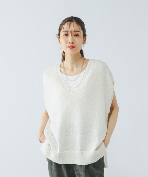 GLOBAL WORK ベスト ジレ Vネックベスト・カップ付きタンク