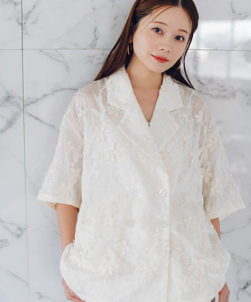 【美品】  yori / ヨリ | 【 shirocon 】パンチング スカラップ  サボンジャケット | 38 | ナチュラル | レディース Outer / yori – yori shirocon
