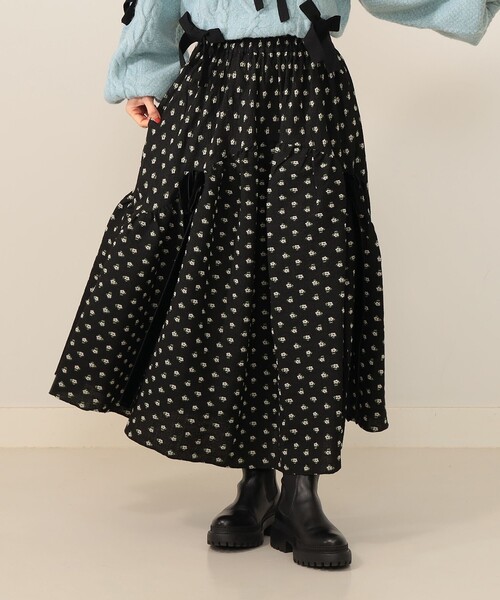 FRAY I.D フラワープリント サイドリボンギャザースカート FRAY I.D フラワープリント サイドリボンギャザースカート FRAY I.D