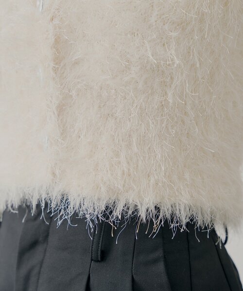 Chico ニット セーター リブアームウォーマー付シャギー半袖