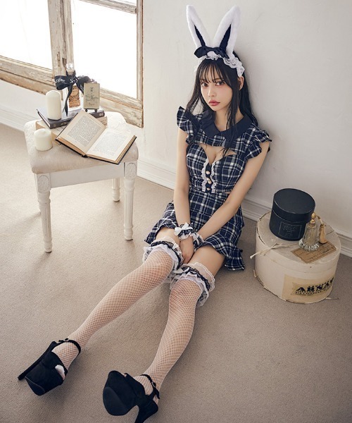 バニーコスプレ 2000円 sugar nine コスプレ チェックバニーセットアップ 「コスプレ6点セット