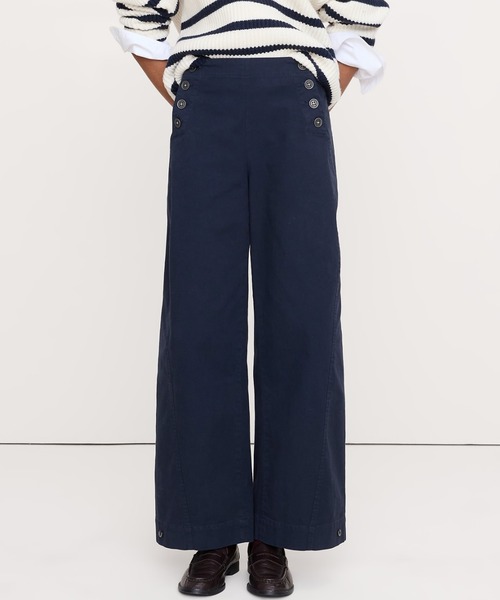 パンツ ハイライズ ストレッチキャンバス セーラーパンツ レディース