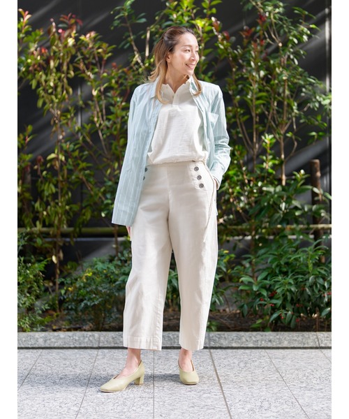 パンツ ハイライズ ストレッチキャンバス セーラーパンツ レディース