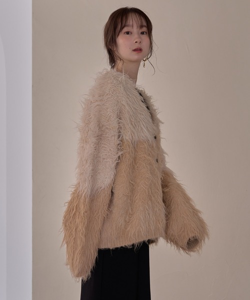mideal（マイディール） カーディガン nuance design shaggy cardigan