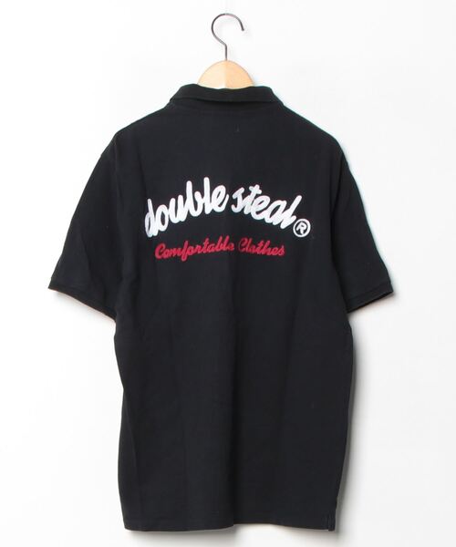 「DOUBLE STEAL」 刺繍半袖ポロシャツ L ブラック メンズ_画像2