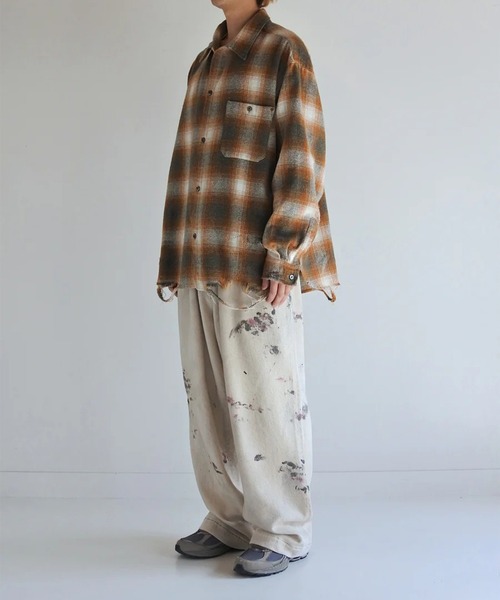 ANACHRONORM オンブレチェックダメージワイドネルシャツ Anachronorm（アナクロノーム） シャツ 「ANACHRONORM」OMBRE CHECK
