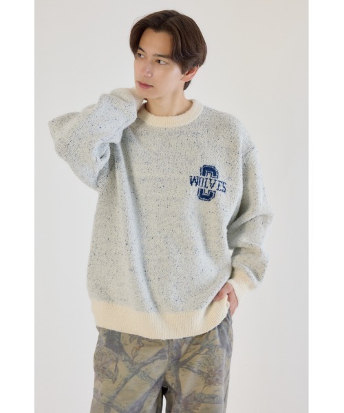 美品】V12 LION CREW ワッペンニットセーター Mサイズ メンズ 美品