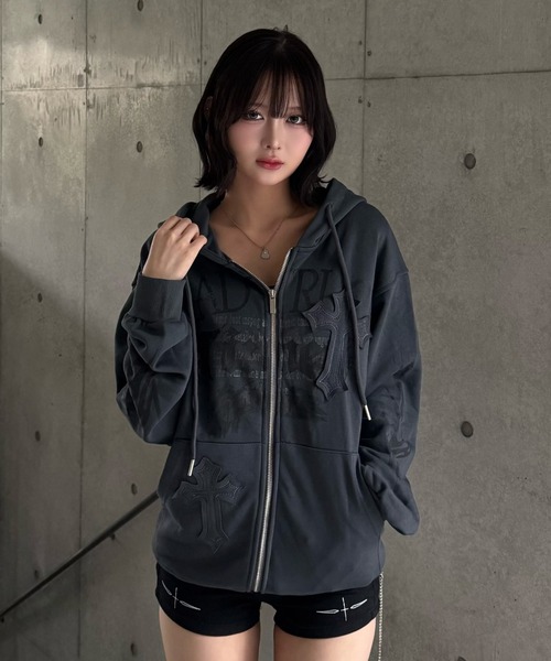 ZIPPER CLUB パーカー cross stitch hoodie レディース メンズ