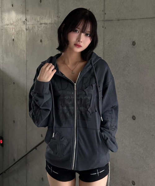 Babylclub パーカー ZIPPER CLUB パーカー cross stitch hoodie レディース メンズ