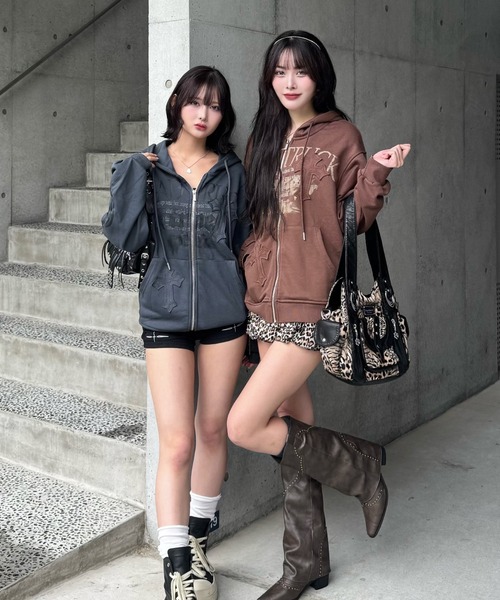 babylclub フーディ パーカー ZIPPER CLUB パーカー cross stitch hoodie レディース メンズ