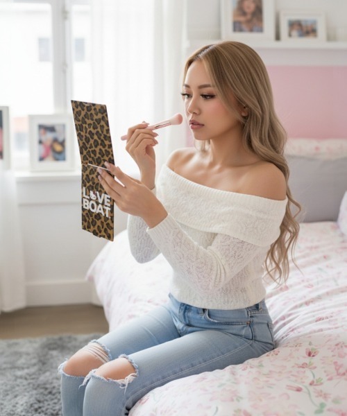 鏡✨ ラブボート コンパクトミラー LOVEBOAT×KITTY スクエアミラー