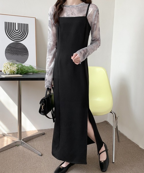 「emi+」 キャミソールワンピース S ブラック レディース_画像6