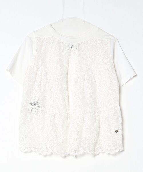 「MUVEIL」 レース半袖Tシャツ 38 ホワイト レディース_画像2