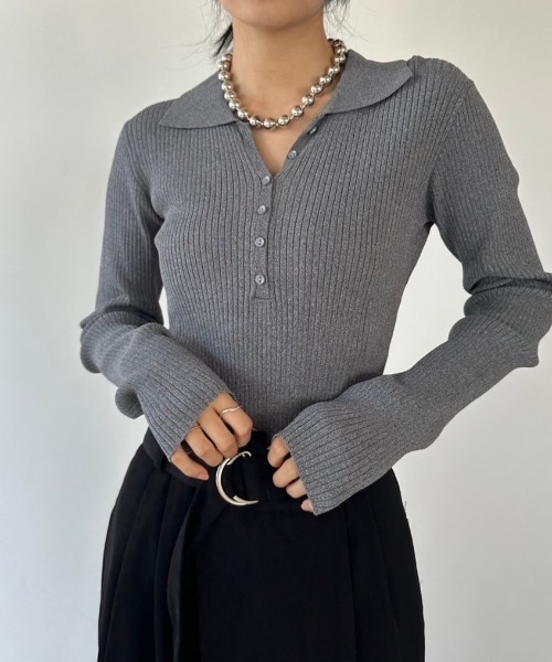 「HANNE」 長袖ニット フリー ベージュ レディース_画像9