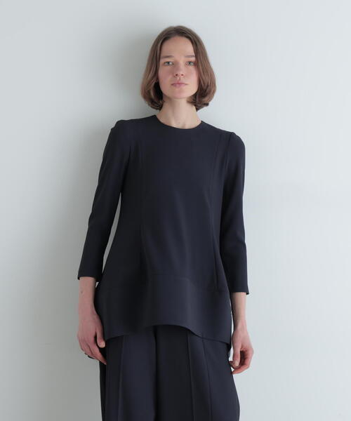 ルフィル【LE PHIL】2ＷＡＹツイルフレアブラウス ネイビー 着用2回 美品 LE PHIL（ル フィル） ブラウス シャツ 2WAYツイルフレアブラウス