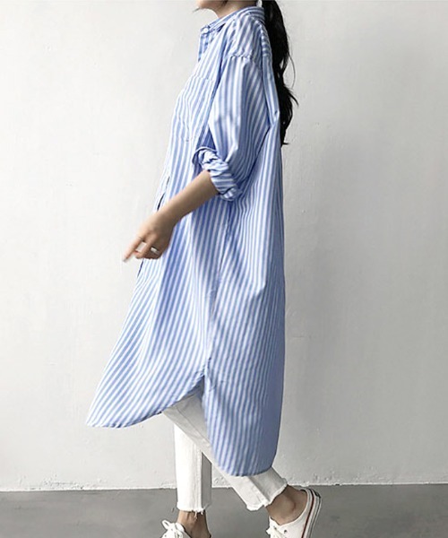 「Futier land」 シャツワンピース MEDIUM ブルー レディース_画像7