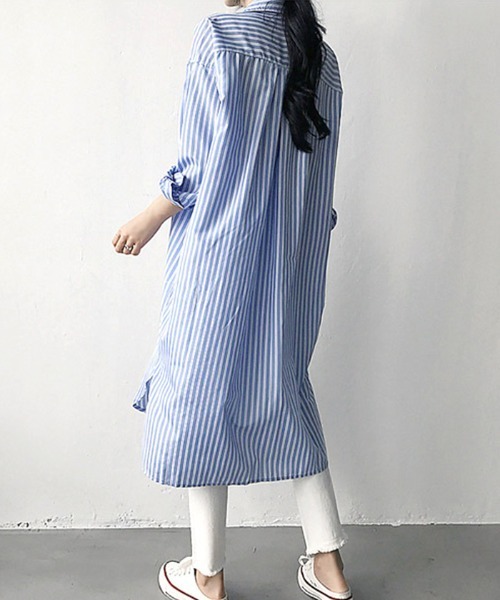 「Futier land」 シャツワンピース MEDIUM ブルー レディース_画像8