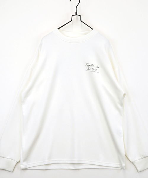 tシャツ ソフトタッチ ストレッチ Tシャツ 長袖 バックプリント ロンT