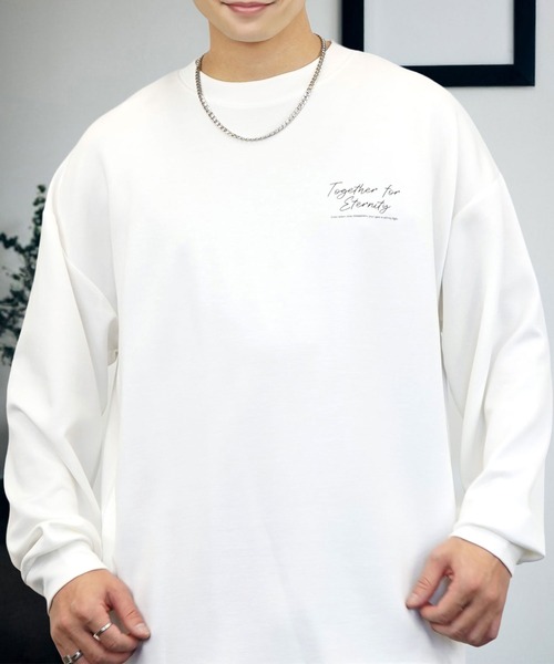 tシャツ ソフトタッチ ストレッチ Tシャツ 長袖 バックプリント ロンT
