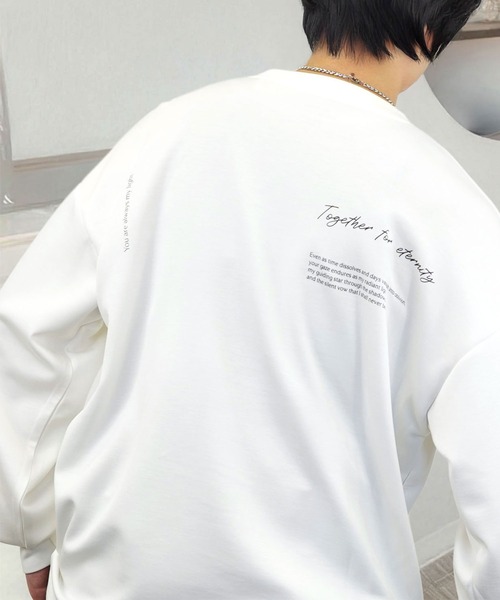 tシャツ ソフトタッチ ストレッチ Tシャツ 長袖 バックプリント ロンT
