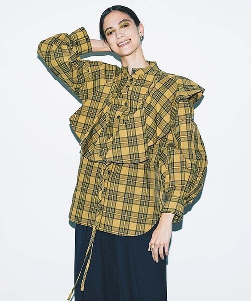 「styling/」 長袖ブラウス FREE ブラウン レディース_画像2