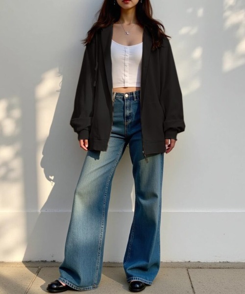 「cammie」 ジップアップパーカー L アイボリー レディース_画像3