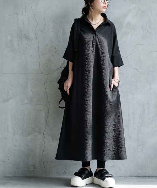 シャツワンピース Aライン シャツワンピースの画像