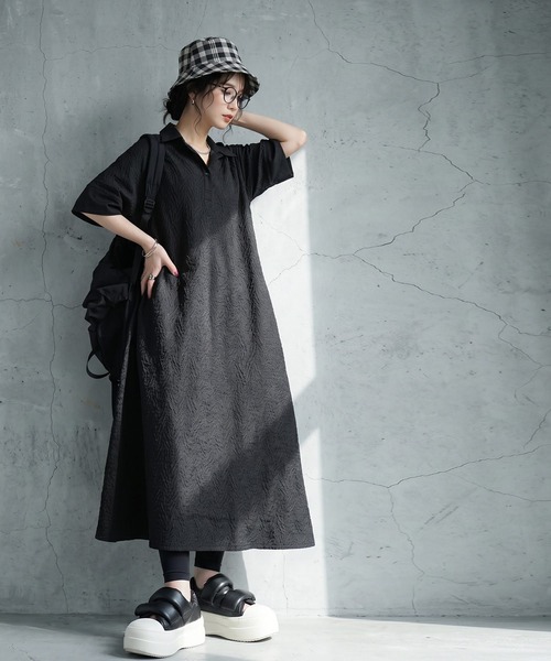 シャツワンピース Aライン シャツワンピースの画像