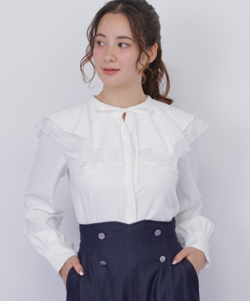 ジルスチュアート ネハレースブラウス シャツ 長袖 ピンタック M 白 JILL by JILL STUART（ジルバイジルスチュアート） ブラウス シャツ