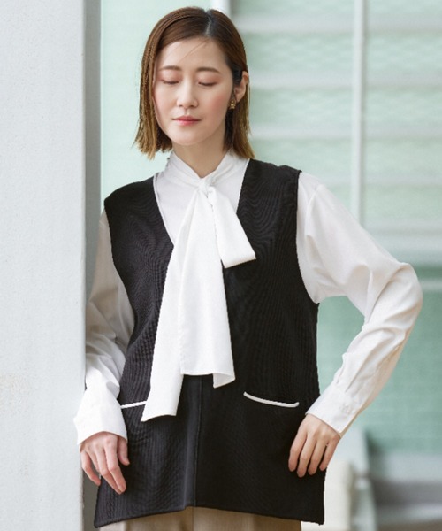AOYAMA ブラウス シャツ 2通りの着こなしを楽しめる華やかトップス