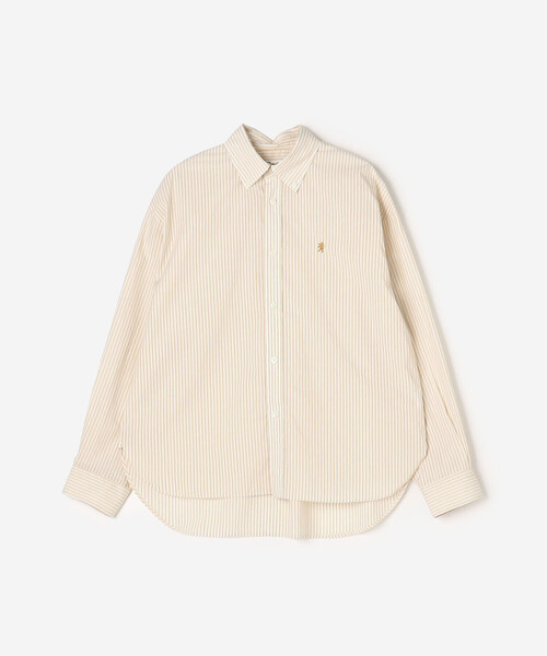 シャツ/ブラウス(長袖/七分) KISHIDAMIKI shirring sleeve (beige) GYMPHLEX（ジムフレックス） ブラウス シャツ | コットンストライプ