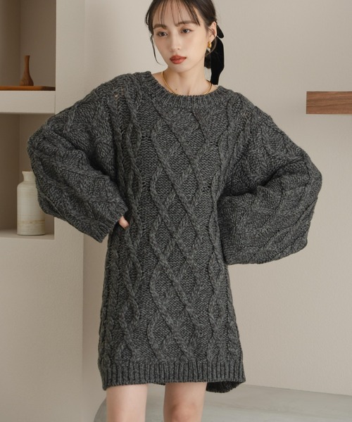 「hinari」 ニットワンピース SMALL アイボリー レディース_画像2