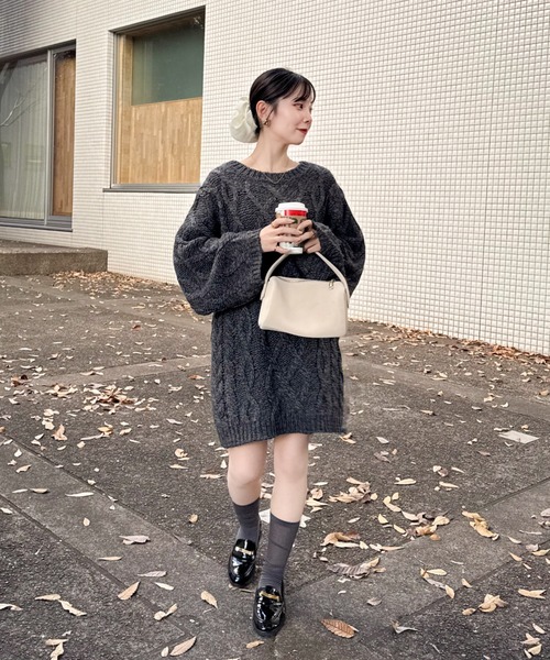 「hinari」 ニットワンピース SMALL アイボリー レディース_画像9