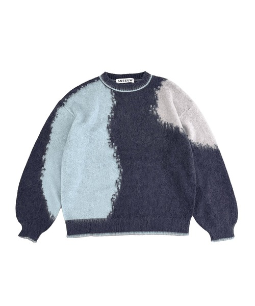 【美品】sneeuw ニット ブルー グレー sneeuw（スニュウ） ニット セーター グラデーションニット レディース